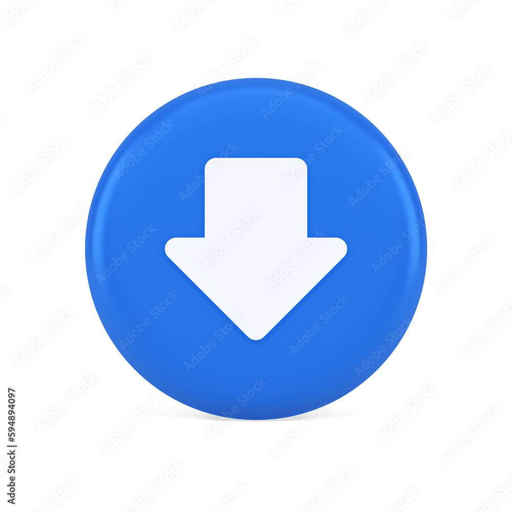 Poster arrow down button keyboard navigation pointer cyberspace downloading web app 3d icon