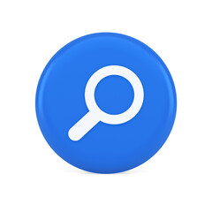 Browsing internet searching button magnifying glass analyzing information 3d realistic icon