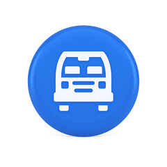 Bus automobile passenger transportation button city transfer journey 3d realistic icon