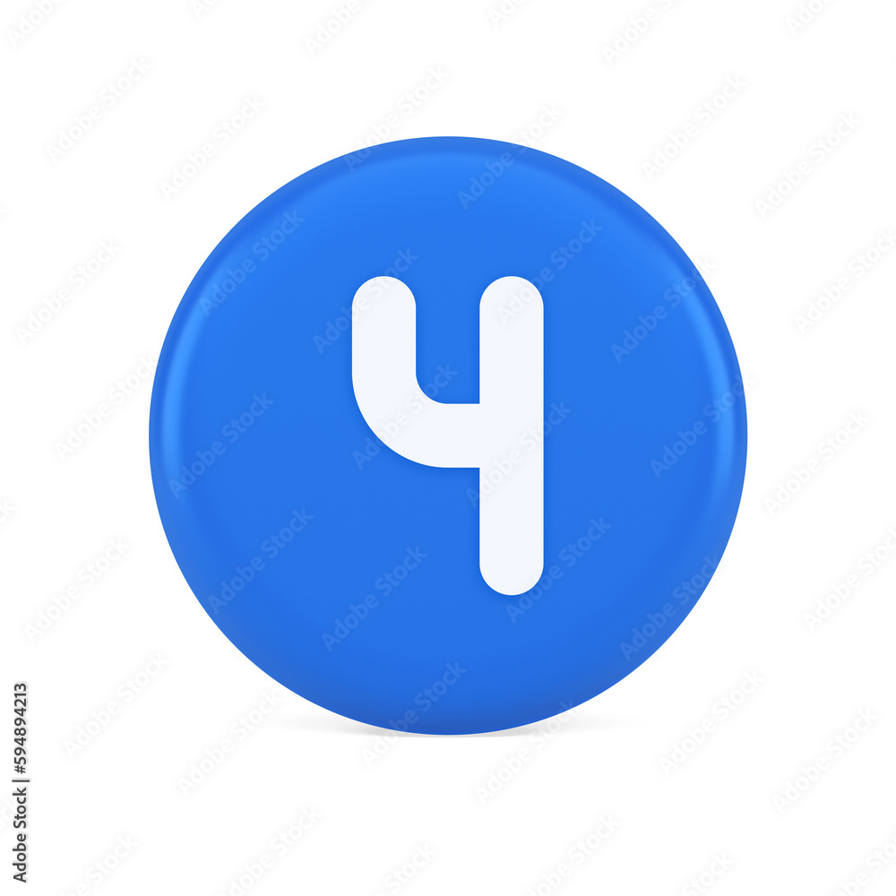 Poster four number blue round button keyboard interface financial calculation service 3d icon