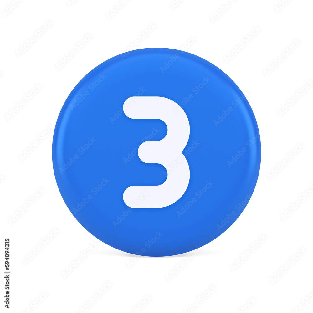 Poster three number button internet communication texting message character 3d realistic icon