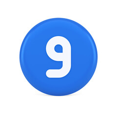 Nine number blue button calculation math financial budget web app 3d realistic icon