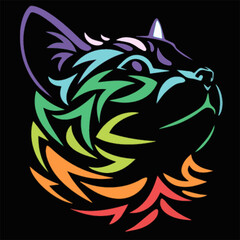 Rainbow cat vector illustration artwork