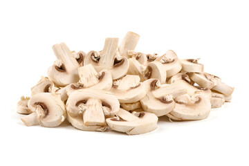 Champignons, close-up, isolated on white background.