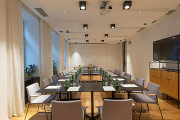 Interior of conference room in modern hotel