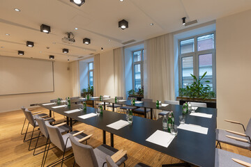 Interior of conference room in modern hotel - 594895684