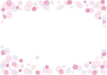 水彩バブルのフレーム　ピンク