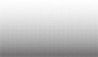 Halftone vector background. Monochrome halftone pattern. Abstract geometric dots background. Pop Art comic gradient black white texture. Design for presentation banner, poster, flyer, business card.
