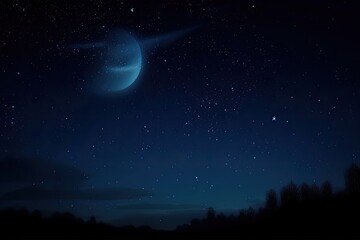 Obraz na płótnie Canvas dark blue night sky, with shining stars and moon, created with generative ai