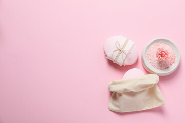 Concept of bath and skin care accessories - soap