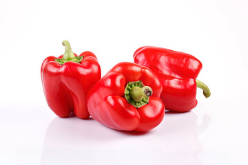 a group of red bell pepper isolated on white background. Created with Generative AI Technology