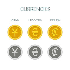 Set of currency icons and symbols
