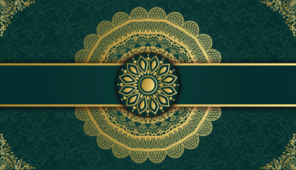 Arabesque style decorative golden mandala background. Ornamental floral loyal frame, greeting and invitation card. Decoration, Decorative, Ornament, Ornamental, India, Indian,