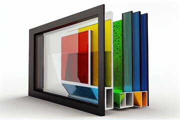 versatile plastic windows profile with multi-colored glasses wall panel, created with generative ai