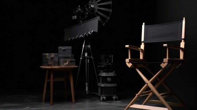 Directors Chair with Lights. Generative AI.