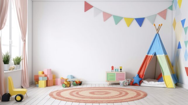 Modern Playroom. Contemporary Interior Design Background. Generative AI.