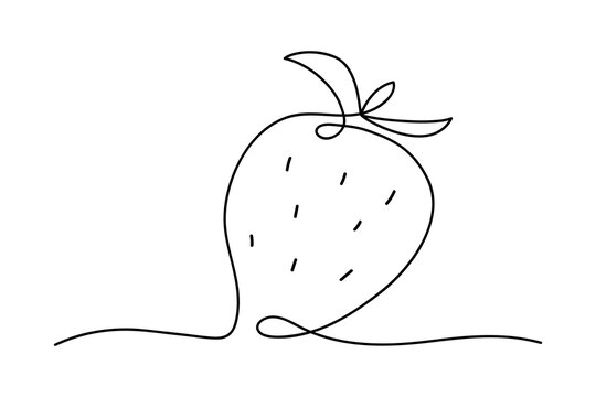 recommend clip art: Continuous one line drawing strawberry fruit. Farmer market Logo concept. Abstract hand drawn berry by one line. Minimalist black line sketch on white background. Fashionable trend vector illustration