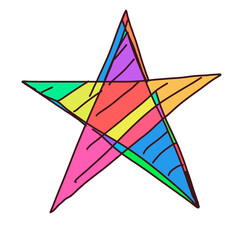 drawing line art star rainbow color png 