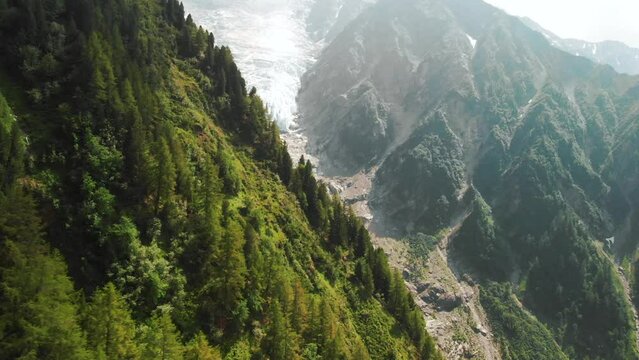 Melting glacier on the side of a mountain