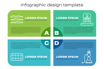Set line Pills in blister pack, Cocaine or heroin drug, Hookah and Tombstone with RIP written. Business infographic template. Vector