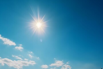 Naklejka na ściany i meble Shining sun at clear blue sky with copy space. Generative AI