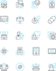 Discount buying linear icons set. Bargain, Sale, Clearance, Savings, Mark-down, Affordable, Thrifty line vector and concept signs. Frugal,Discounted,Economical outline illustrations