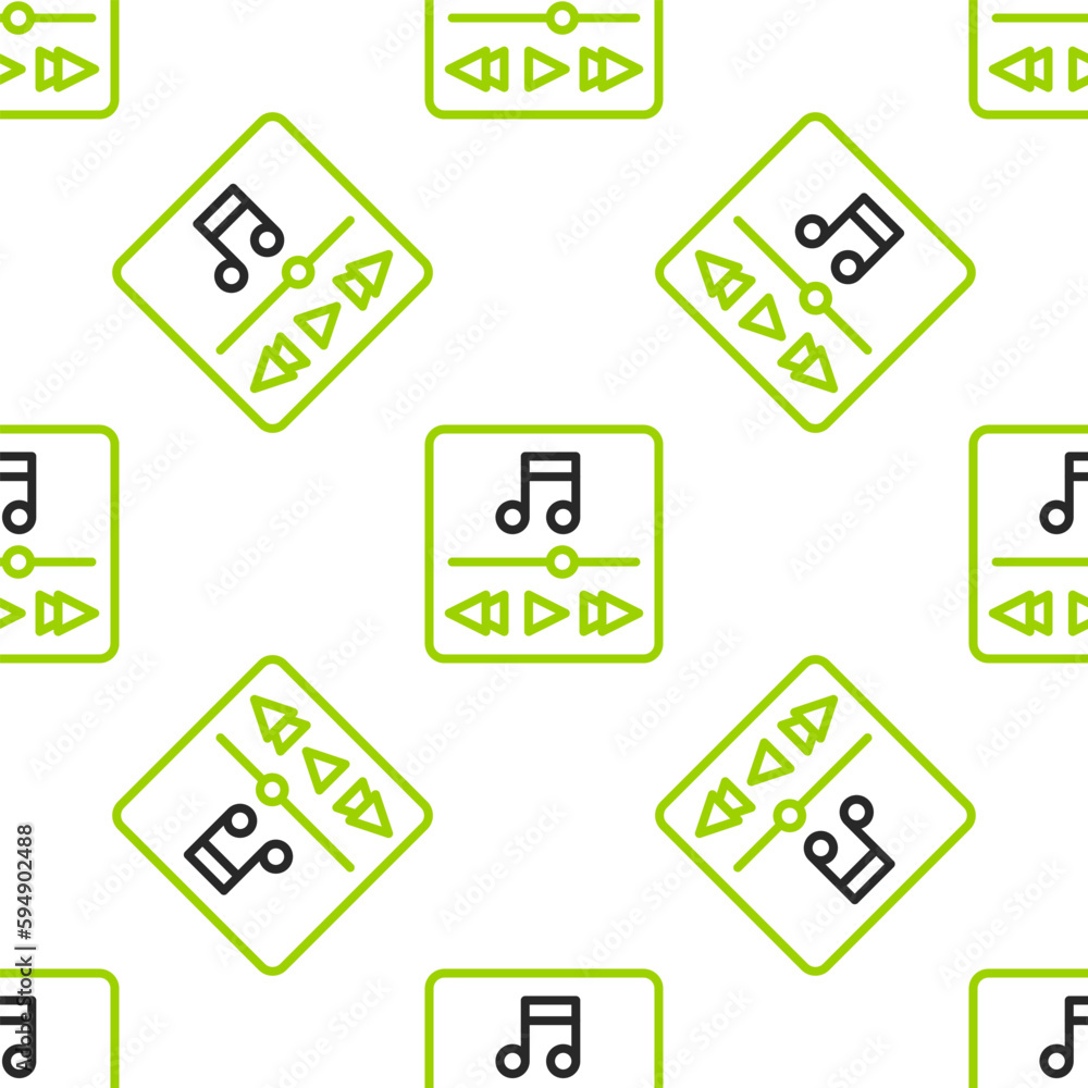 Poster line music player icon isolated seamless pattern on white background. portable music device. vector