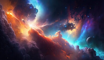 Fototapeta na wymiar Space Nebula made with Generative AI Technology