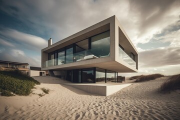 Obraz na płótnie Canvas Modern Beach Villa Generative AI