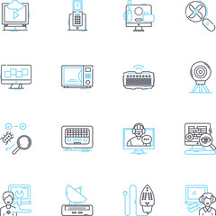 Innovative appliances linear icons set. Futuristic, Cutting-edge, Revolutionary, Smart, Advanced, Creative, Ingenious line vector and concept signs. Unique,Refreshing,Original outline illustrations