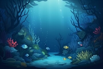 Naklejka na ściany i meble The underwater world background. Generative AI