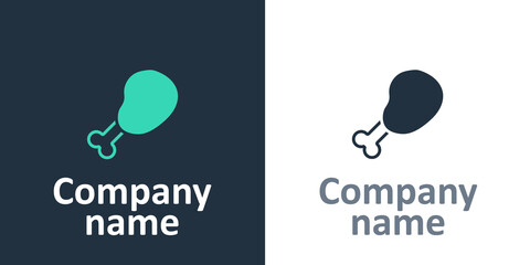 Logotype Chicken leg icon isolated on white background. Chicken drumstick. Logo design template element. Vector