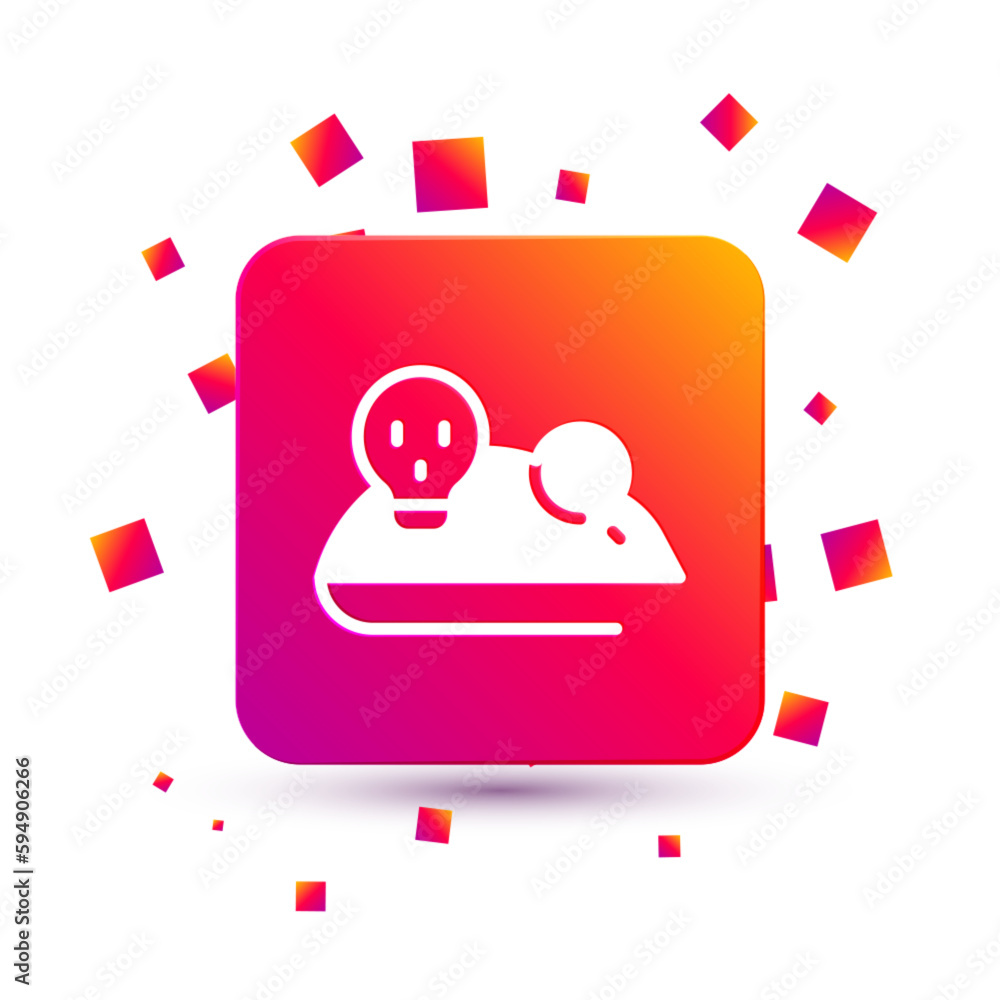 Poster white experimental mouse icon isolated on white background. square color button. vector