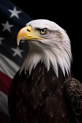 Foto op Canvas Bald Eagle with USA Flag in the background. Generative AI © Canities