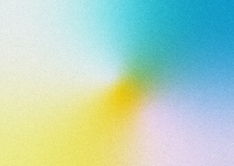 質感のある黄色や水色のノイズ入りグラデーション背景。Gradient background with textured yellow and light blue noise.