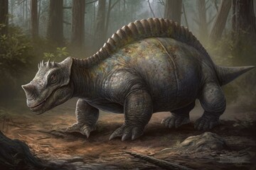 Illustration of a einiosaurus. Generative AI