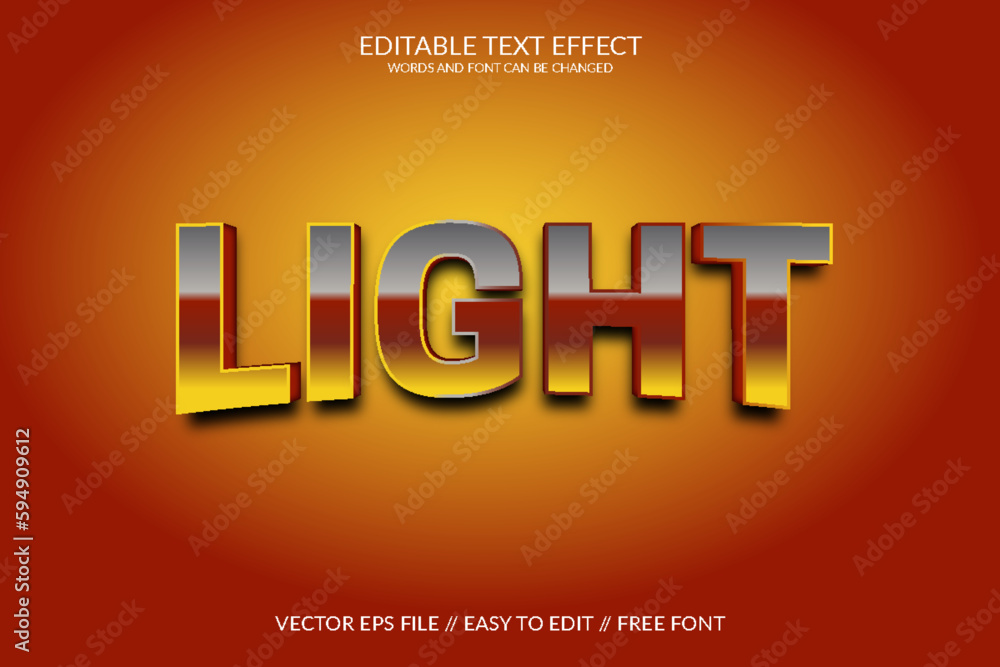 Wall mural light 3d text effect editable to change