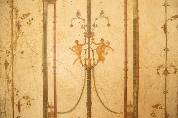 Ancient ornamental italian fresco from pompeii ruins