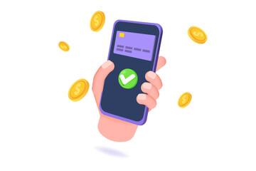 Payment approved concept. 3d realistic vector illustration.