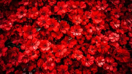 Wall of bright red flowers background. generative AI
