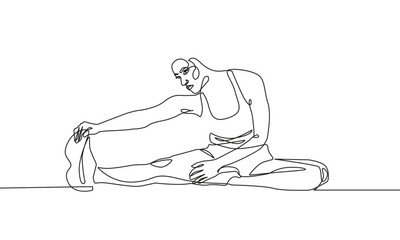 Fitness Pose One Line Drawing. Female Sport Abstract Minimalist Drawing. Fitness Concept Line Art Modern Minimal Drawing Trendy Illustration Continuous Line Art. Vector EPS 10