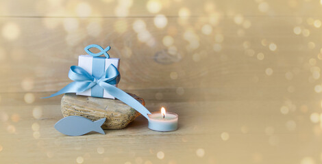 Confirmation, Communion and Baptism Greeting Card with Religious Fish Symbols - Gift box and...