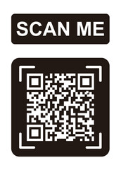 QR code scan icon. Scan me frame. QR code scan for smartphone. QR code for mobile app, payment and identification. Vector illustration.