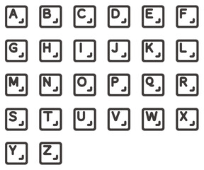 製品設計やアプリ開発やプログラミングに使える、シンプルで使いやすいアルファベットキーボードアイコンセット