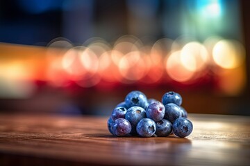 Naklejka premium blueberry on a wooden table, generative ai