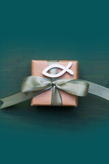 Confirmation, Communion and Baptism Greeting Card with Religious Symbols - Gift Box with fish -...