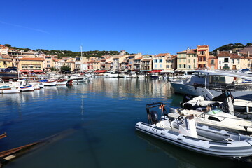awesome beautiful coast view of the port and houses of beautiful city Casis, France, Cote Dazur, French Riviera