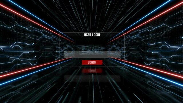 Database Hacked User Login Interface and Tech Room, Loop, with Alpha Matte
