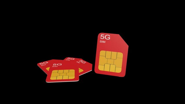 5G Sim Card Animation in 3D ALPHA Channel