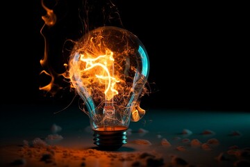 light bulb on a fire. Ia generative. Generative AI